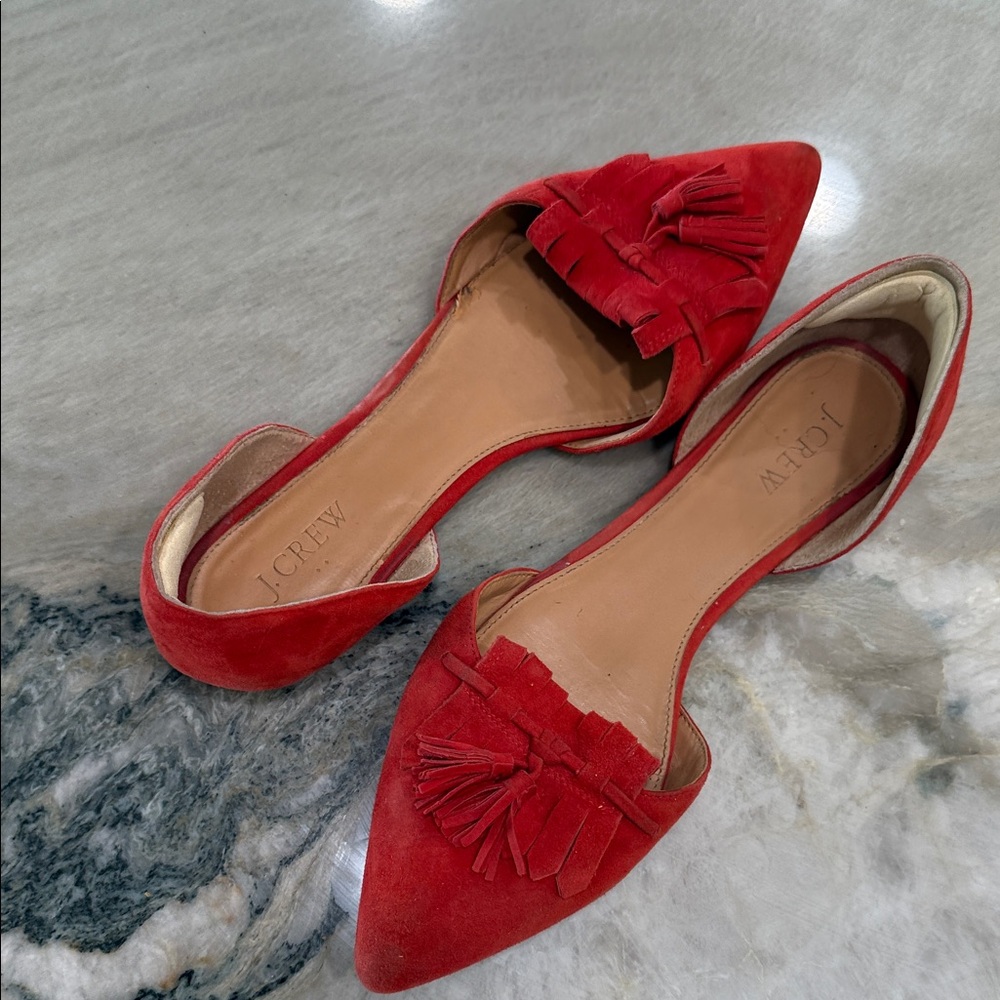 J. Crew Vibrant Red Tassel Flats